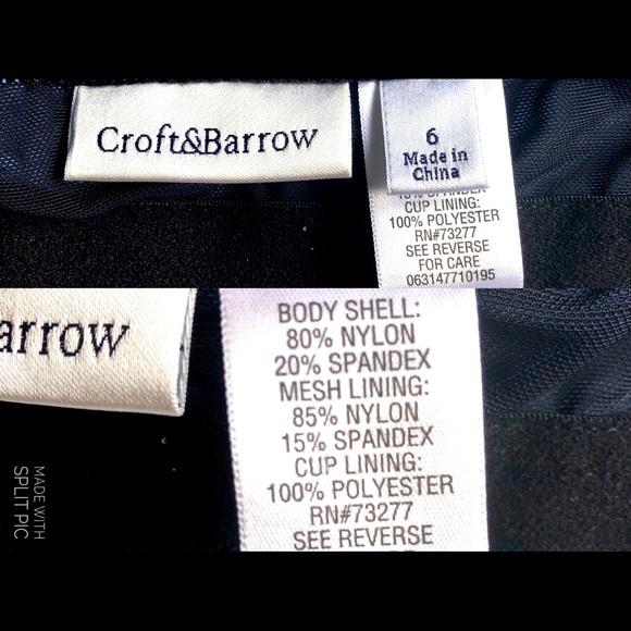 NEW CROFT & BARROW Tankini Swimsuit Top Blue Size6 - Picture 7 of 16